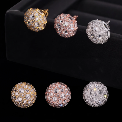 Reverse Iced Mosaic Stud Earrings | 18K Gold Plated Simulated Diamonds