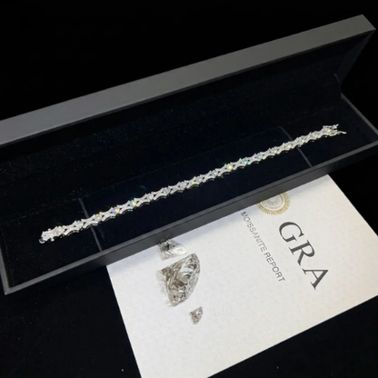 Moissanite XO Link Bracelet 6mm, 925 Silver, GRA Certified