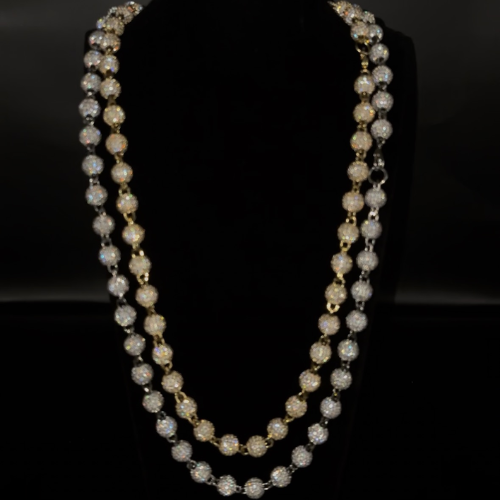8MM Iced Out Bead Chain - Micro Pave Simulated Diamond Ball Chain