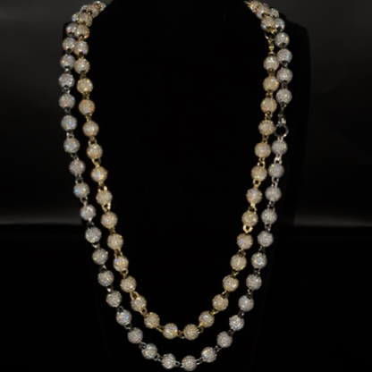 8MM Iced Out Bead Chain - Micro Pave Simulated Diamond Ball Chain
