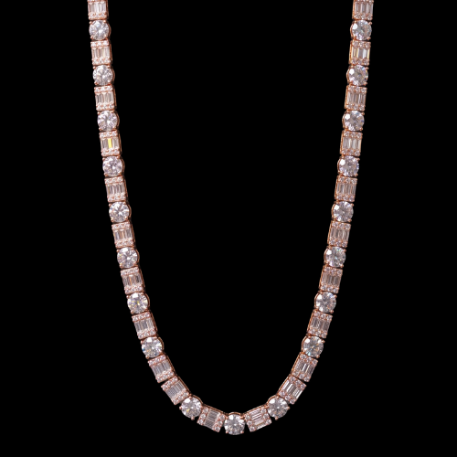 VVS Moissanite Tennis Chain 5MM, 925 Sterling Silver, Iced Baguette