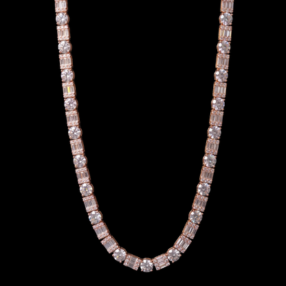 VVS Moissanite Tennis Chain 5MM, 925 Sterling Silver, Iced Baguette