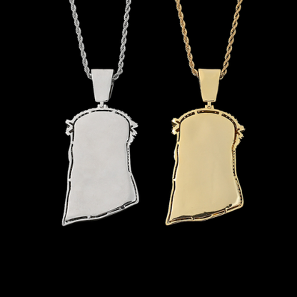 Iced Out Jesus Head Pendant with Rope Chain