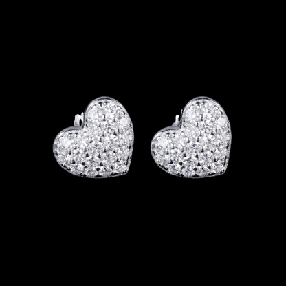 Iced Out Heart Cluster Stud Earrings | 10mm 925 Sterling Silver