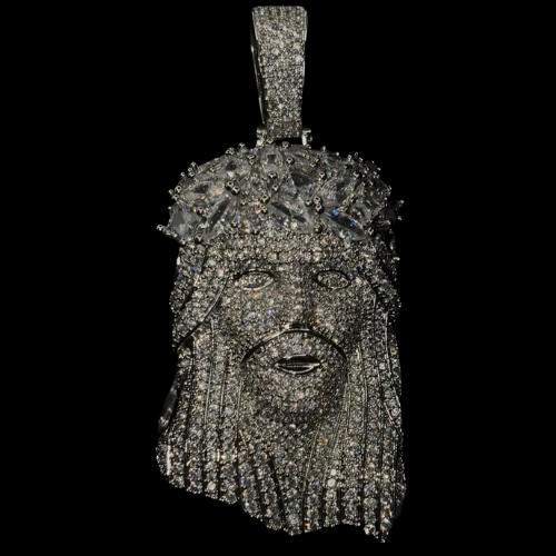 Iced Out Jesus Piece Pendant with Rope Chain