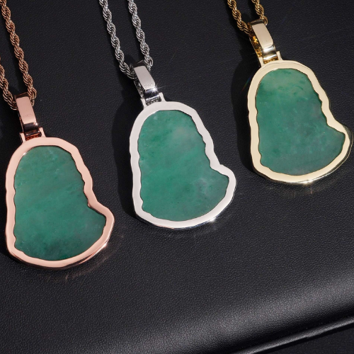 Iced Out Green Jade Jesus Piece Pendant 925 Sterling Silver