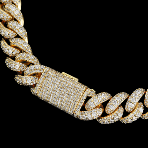 Iced Out 3-Row Cuban Link Chain | Simulated Diamonds, 18K White Gold Plated