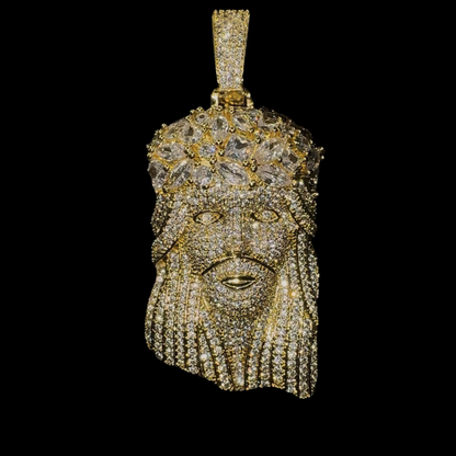 Iced Out Jesus Piece Pendant with Rope Chain