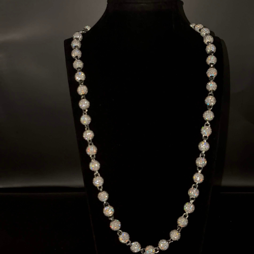 8MM Iced Out Bead Chain - Micro Pave Simulated Diamond Ball Chain
