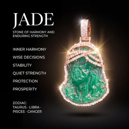 Iced Out Green Jade Jesus Piece Pendant 925 Sterling Silver