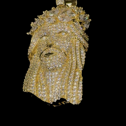 Iced Out Jesus Piece Pendant with Rope Chain