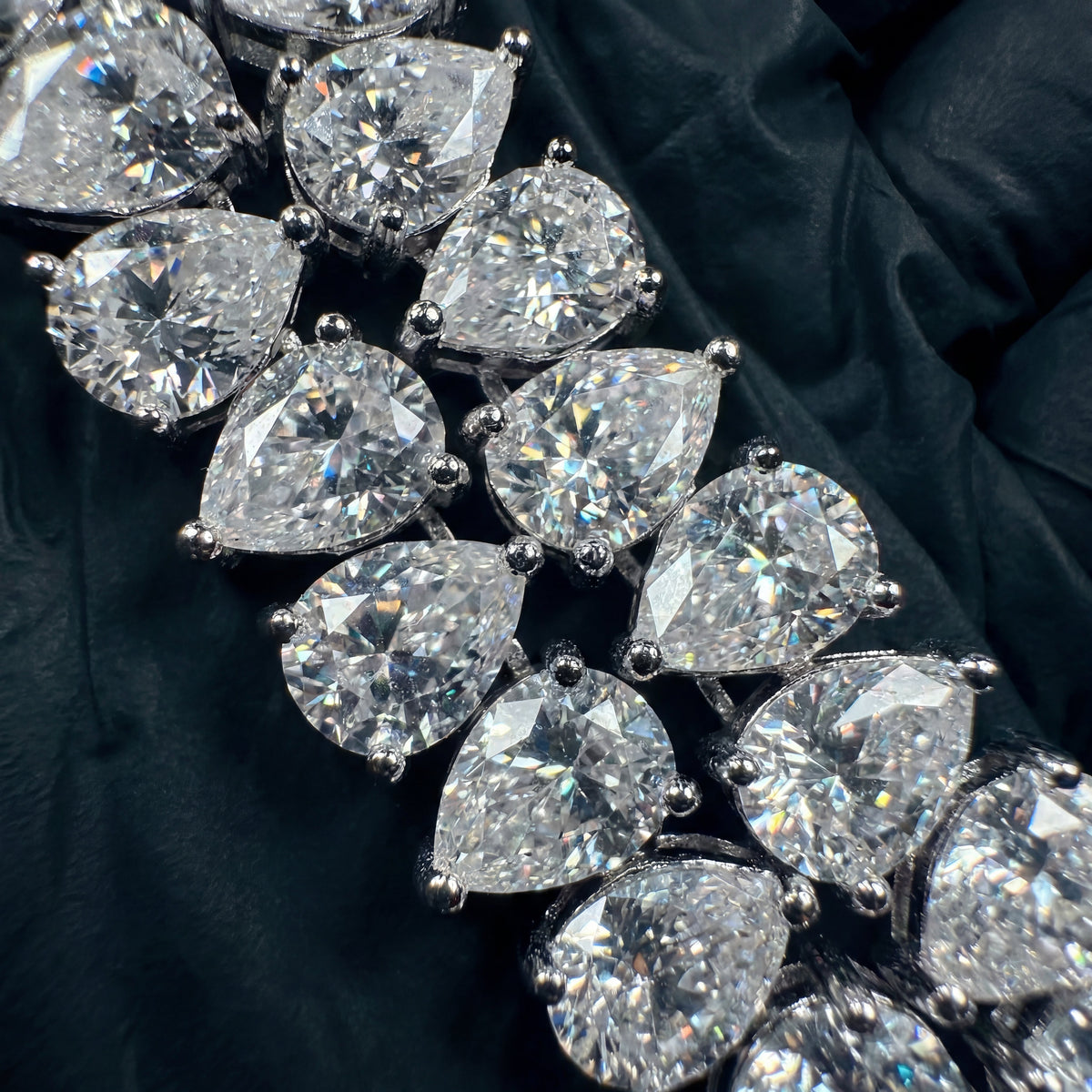 Pear Cut Moissanite Tennis Chain, VVS1 D Color, 925 Silver