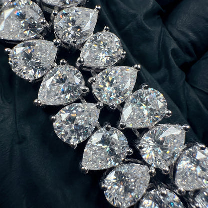 Pear Cut Moissanite Tennis Chain, VVS1 D Color, 925 Silver