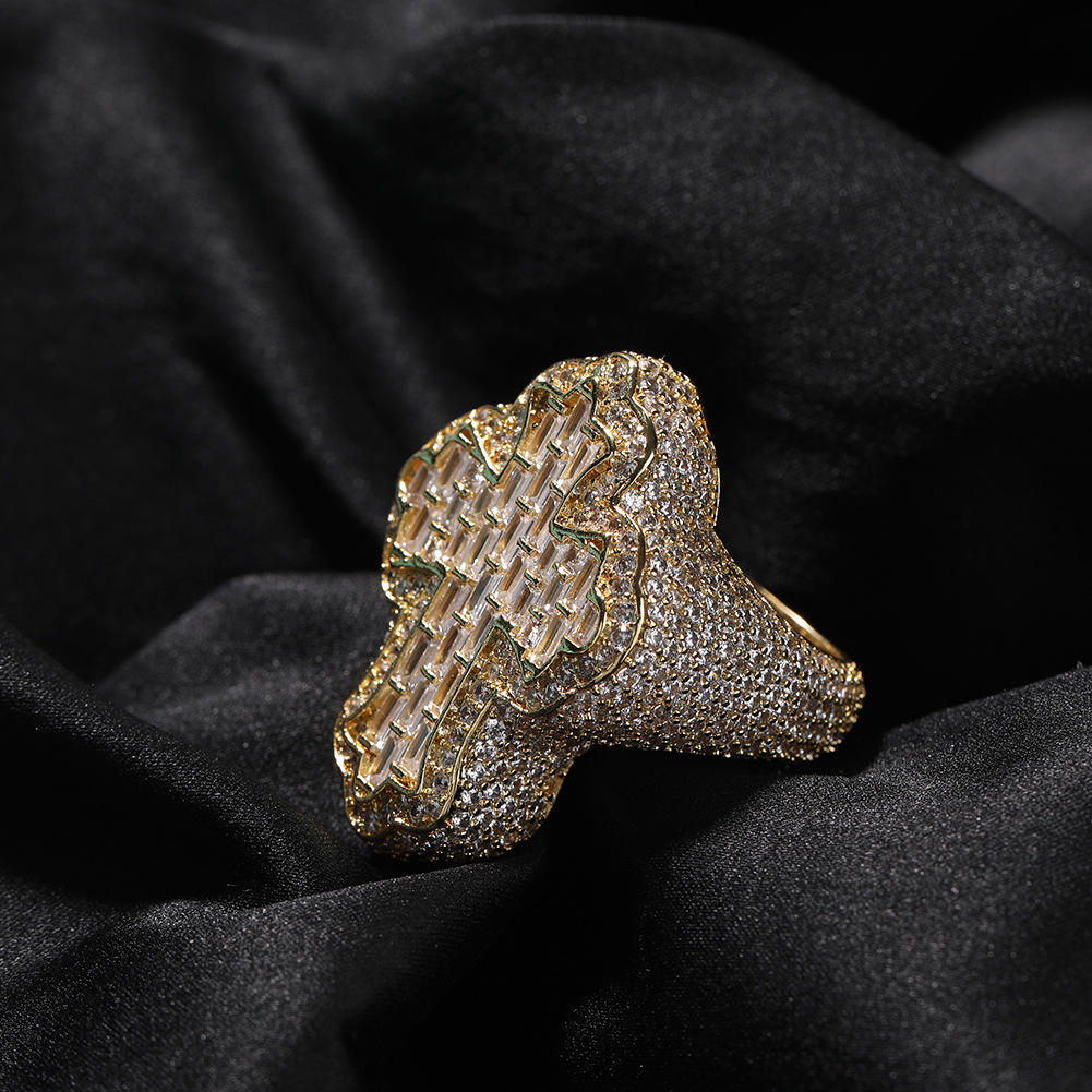 Baguette Iced Out Cross Ring
