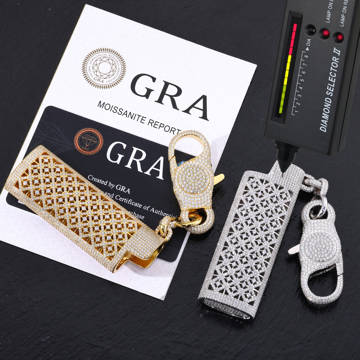 Iced Out Lighter Case, 18K Gold Plated VVS Moissanite, Fits BIC