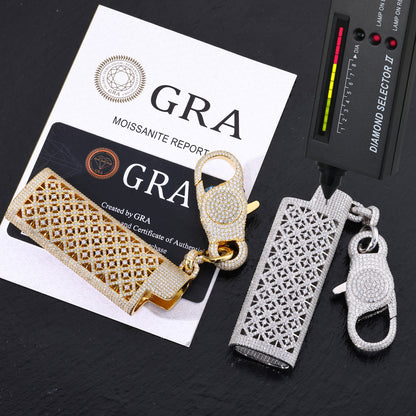 Iced Out Lighter Case, 18K Gold Plated VVS Moissanite, Fits BIC