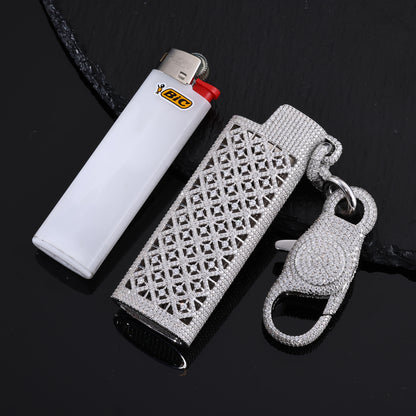 Iced Out Lighter Case, 18K Gold Plated VVS Moissanite, Fits BIC