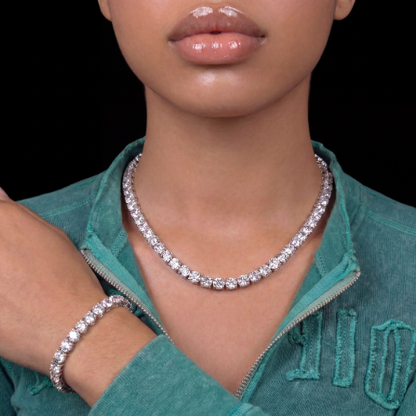 5MM VVS1 Silver Plated Tennis Set