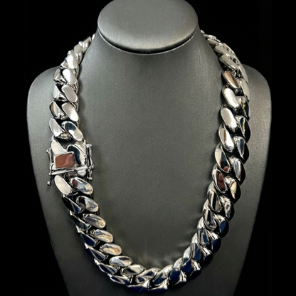 18k White Gold-Plated Cuban Link