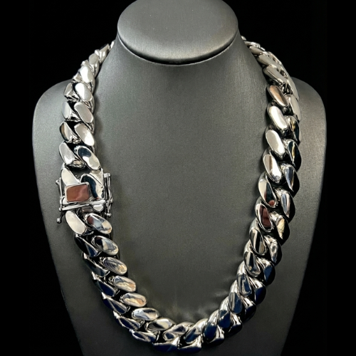 18k White Gold-Plated Cuban Link