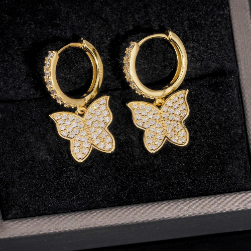 MONARCH butterfly hoop earrings in gold plated 925 silver in a gift box