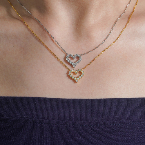 Moissanite Heart Necklace, 925 Sterling Silver Pendant That Sparkles Like Diamonds, Gold or Silver, 18 Inch, Gift for Her