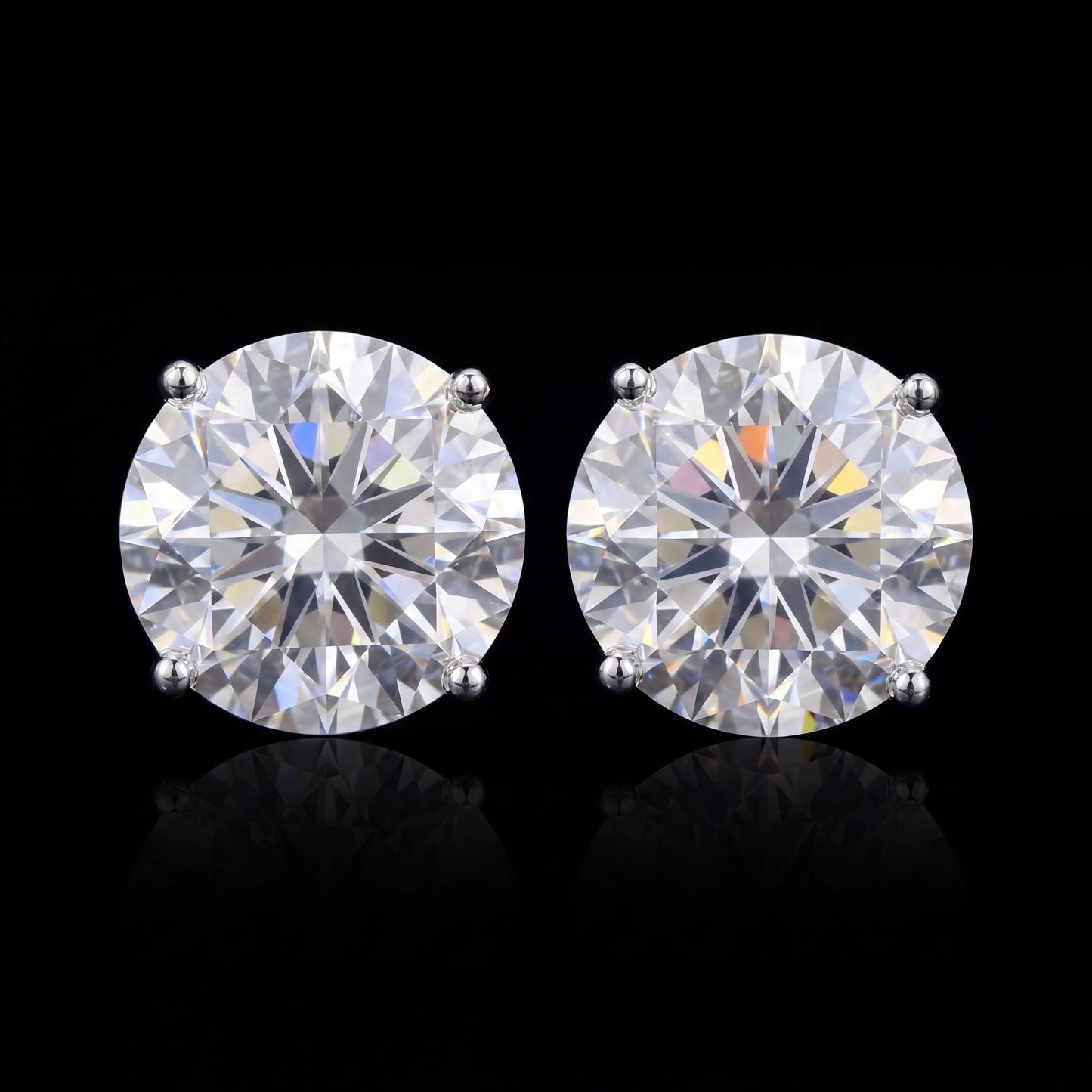 Moissanite Stud Earrings - GRA Certified D VVS Round Cut Screw Back Studs