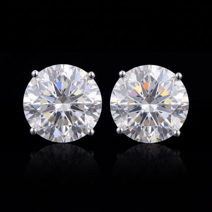 Moissanite Stud Earrings - GRA Certified D VVS Round Cut Screw Back Studs