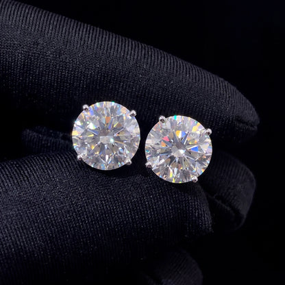 Moissanite Stud Earrings - GRA Certified D VVS Round Cut Screw Back Studs