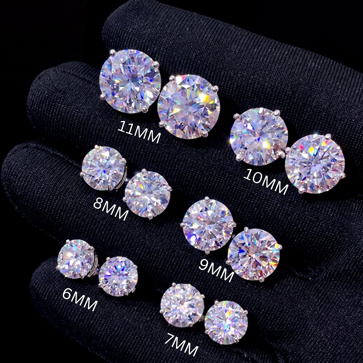 Moissanite Stud Earrings - GRA Certified D VVS Round Cut Screw Back Studs