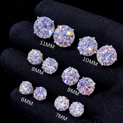Moissanite Stud Earrings - GRA Certified D VVS Round Cut Screw Back Studs