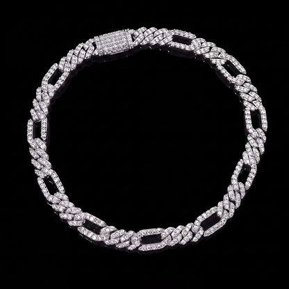 Iced Out Figaro Bracelet 7mm Simulated Diamond Hip Hop