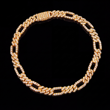 Iced Out Figaro Bracelet 7mm Simulated Diamond Hip Hop