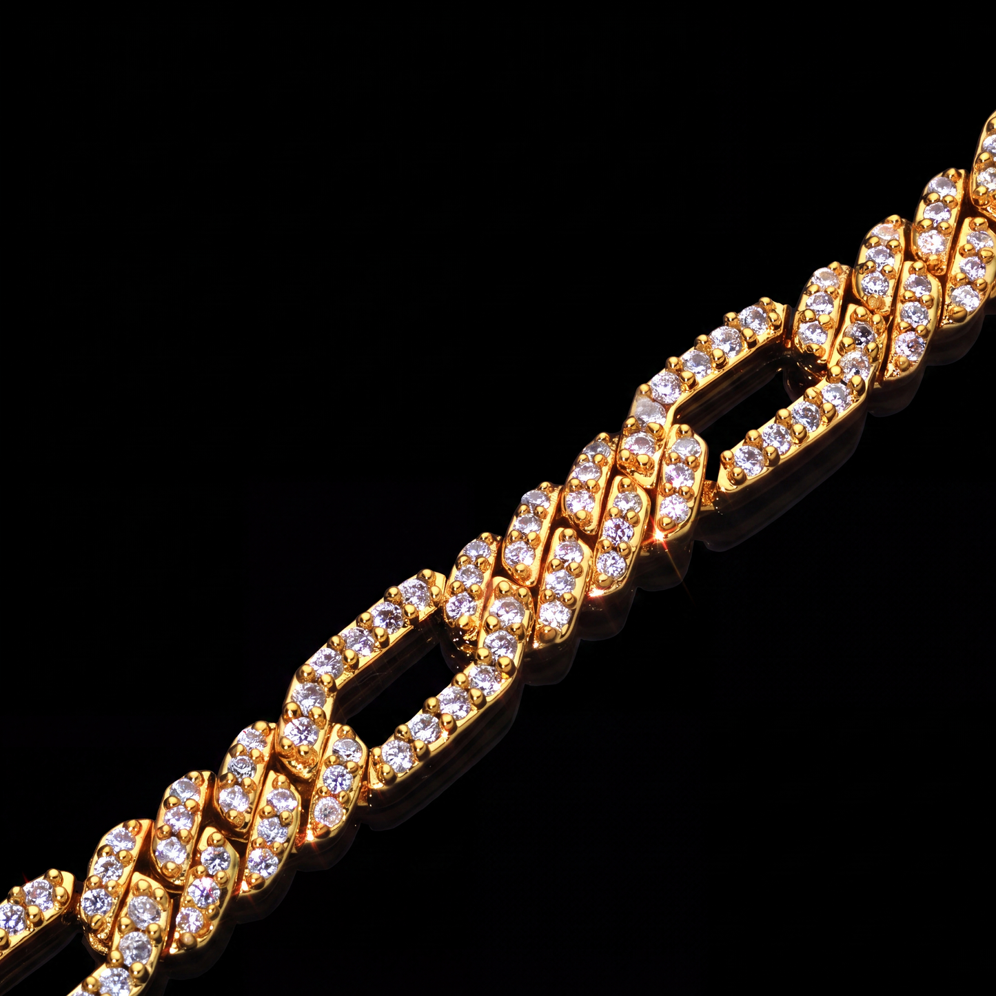 Iced Out Figaro Bracelet 7mm Simulated Diamond Hip Hop