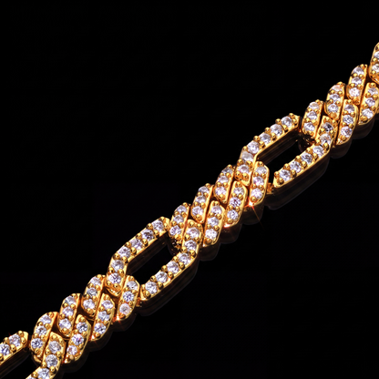 Iced Out Figaro Bracelet 7mm Simulated Diamond Hip Hop