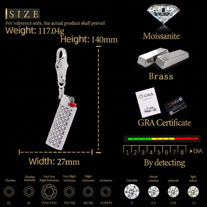 Iced Out Lighter Case, 18K Gold Plated VVS Moissanite, Fits BIC