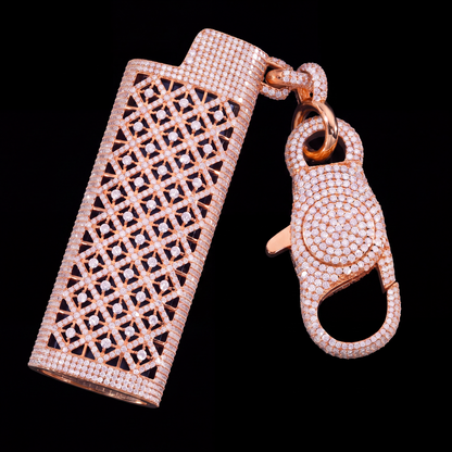 Iced Out Lighter Case, 18K Gold Plated VVS Moissanite, Fits BIC