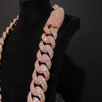 22MM Iced Out Rose Gold Cuban Link