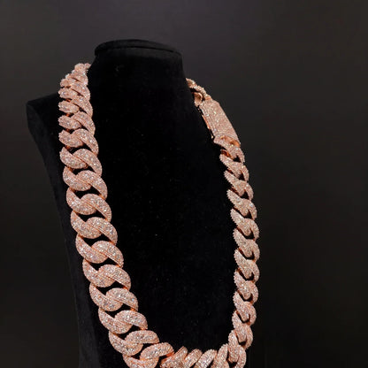 22MM Iced Out Rose Gold Cuban Link