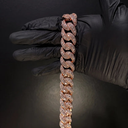 22MM Iced Out Rose Gold Cuban Link