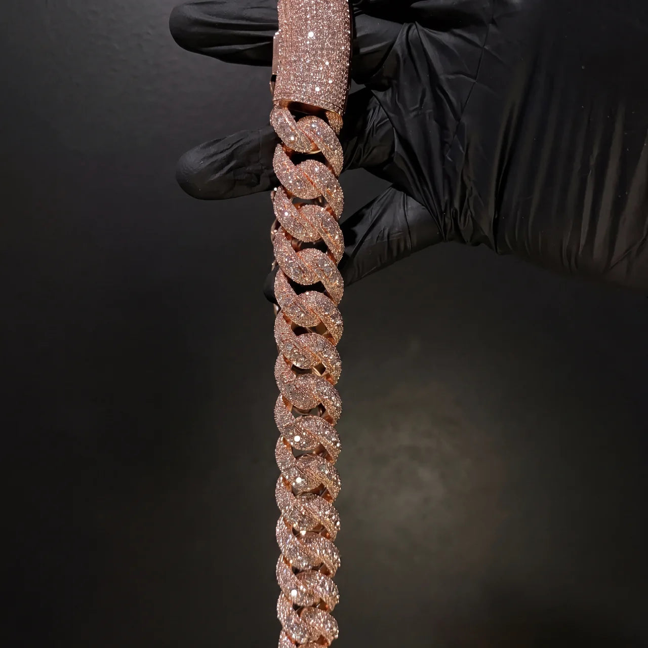 22MM Iced Out Rose Gold Cuban Link