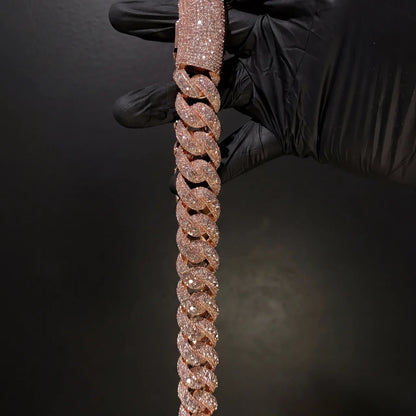 22MM Iced Out Rose Gold Cuban Link
