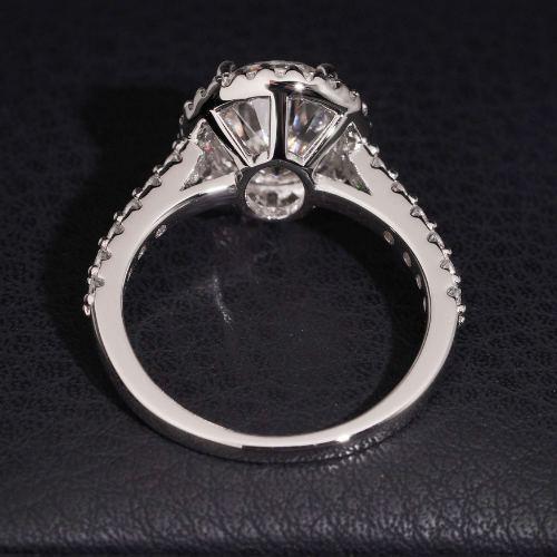 Oval moissanite halo ring gallery and band profile